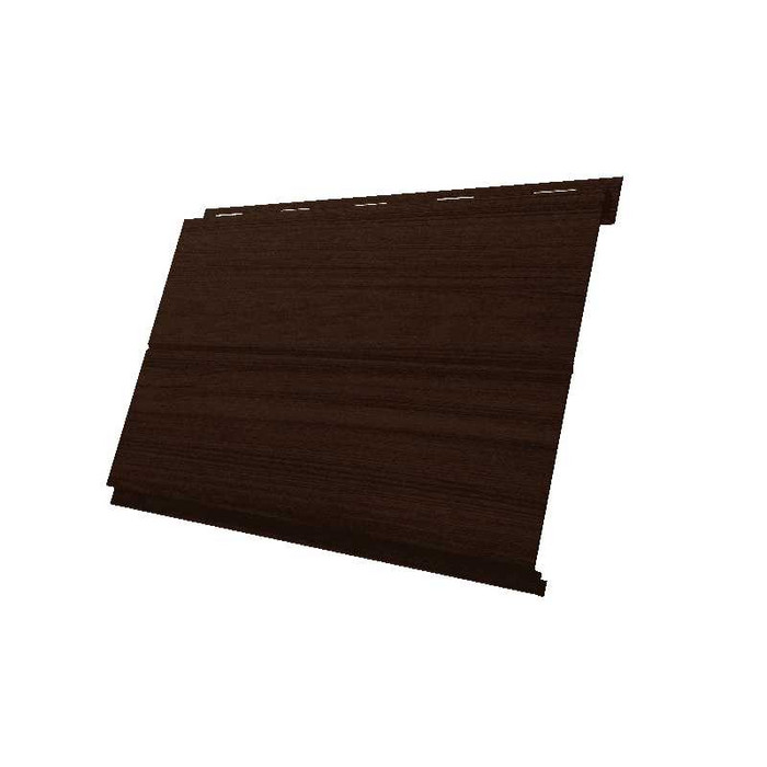 Металлический сайдинг Grand Line Вертикаль 0.45 мм Print Elite с пленкой Choco Wood
