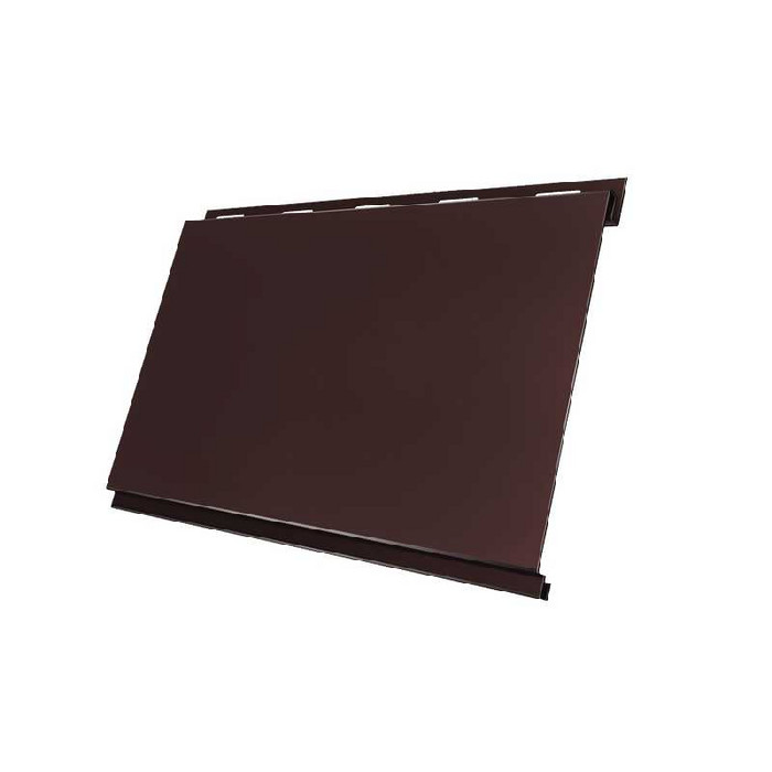 Металлический сайдинг Grand Line Вертикаль 0.5 мм classic Satin Мatt с пленкой RAL 8017 шоколад