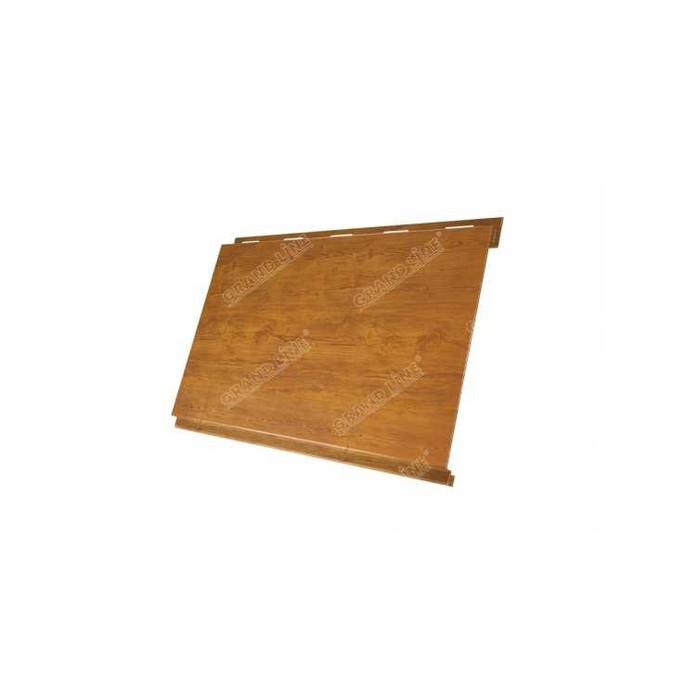Металлический сайдинг Grand Line Вертикаль 0.45 мм classic Print Premium с пленкой Golden Wood