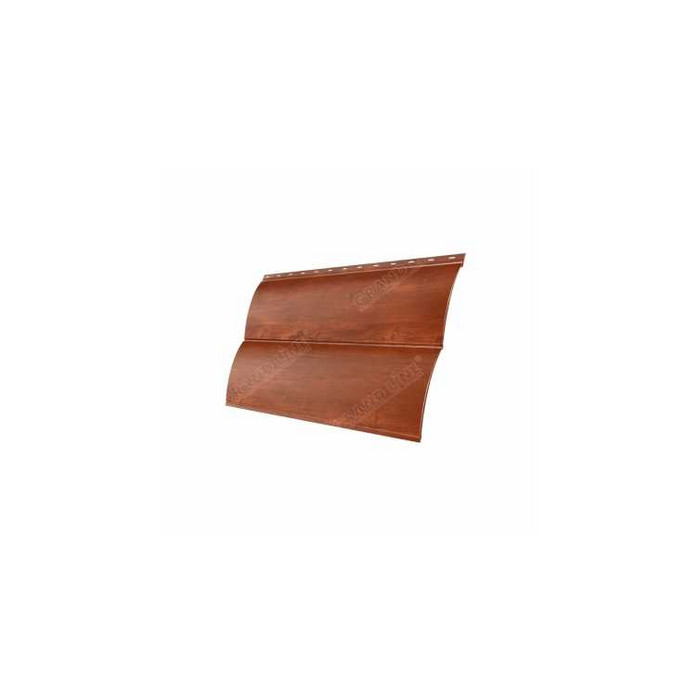 Металлический сайдинг Grand Line Сталь Блок-хаус 0.45 мм Print Twincolor с пленкой Cherry Wood