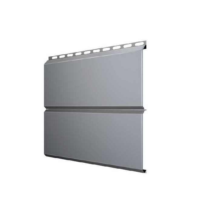 Металлический сайдинг Grand Line ЭкоБрус 0.5 мм Satin с пленкой RAL 9006 бело-алюминиевый