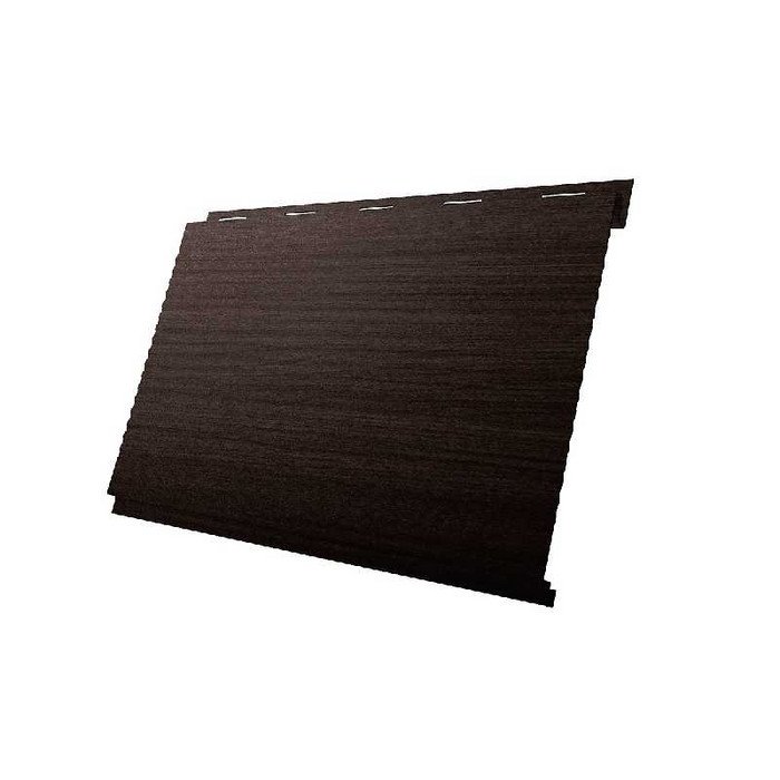 Металлический сайдинг Grand Line Вертикаль 0.45 мм gofr Print Elite с пленкой Choco Wood