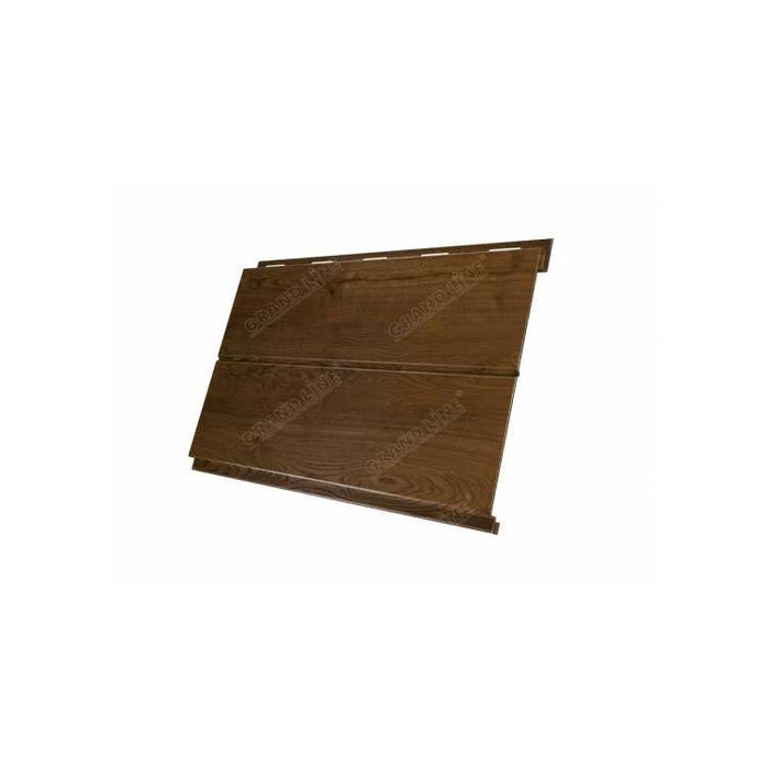 Металлический сайдинг Grand Line Вертикаль 0.45 мм Print-double Elite с пленкой Antique Wood